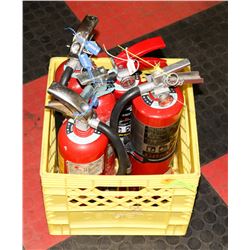 LOT OF 5 CHARGED FIRE EXTINGUISHERS VARIOUS SIZES