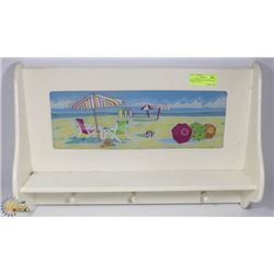 VINTAGE SHELF W/ STAINED GLASS INSERT 22" LONG