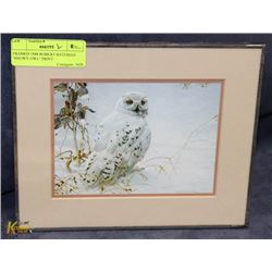 FRAMED 1988 ROBERT BATEMAN "SNOWY OWL" PRINT