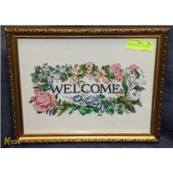 WELCOME STITCHED NEEDLE POINT