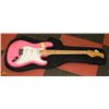 Image 1 : TRUNTY RIVER ELECTRIC PINK GUITAR WITH SOFT CASE.