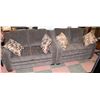 Image 1 : PAIR OF CHARCOAL FABRIC 52" LOVESEATS WITH ACCENT