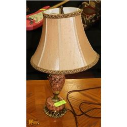 20" VINTAGE PINK & GOLD TABLE LAMP