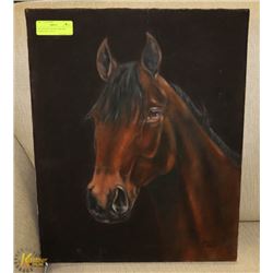 OIL PAINTING BY HAY BROWN HORSE BLK 16 X 20