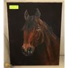 Image 1 : OIL PAINTING BY HAY BROWN HORSE BLK 16 X 20