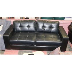 BLK LEATHERETTE 83" SOFA WITH REPAIRED ARM