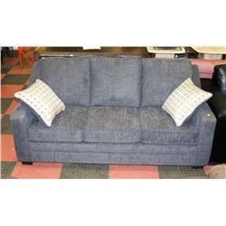 BLUE FABRIC 75" SOFA WITH ACCENT CUSHIONS