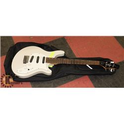 WASHBURN ELECTRIC WHITE GUITAR WITH SOFT CASE.