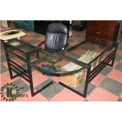 GLASS CORNER OFFICE DESK (62"X84"X37") W/ HIGH