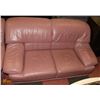 Image 3 : BURGUNDY LEATHER 80" SOFA AND 62" LOVE SEAT.