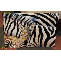 STRETCHED CANVAS ZEBRA PRINT 28"X20".