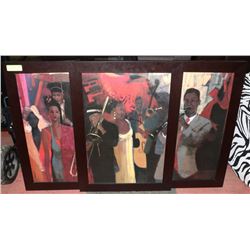 WOOD FRAMED 3 PART ART SET SIGNED BY