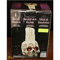 SKULL CANDLE W/RED LED EYES & FLICKERING