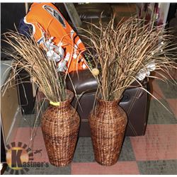 SET OF 2 WICKER FLOOR STANDING POTS