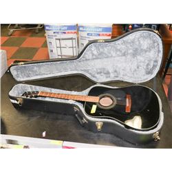 FENDER ACOUSTIC BLACK GUITAR WITH HARD CASE.