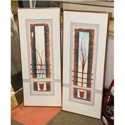 PAIR OF MODERN FRAMED WALL HANGINGS