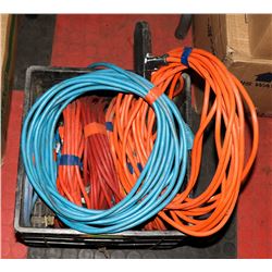 BOX OF EXTENSION CORDS/BLOCK HEATER CORDS