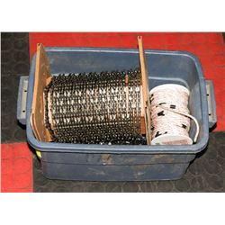 BIN WITH 27 CHAINSAW CHAINS