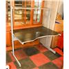 Image 1 : WOOD DESK WITH GLASS SHELVES AND DOOR,