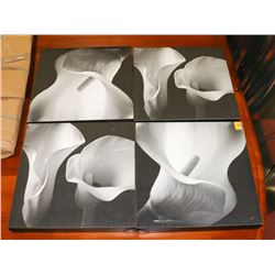 SET OF 4 FLORAL CANVAS PICTURES