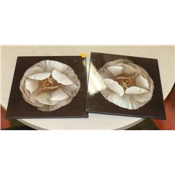 PAIR OF FLORAL WOOD WALL PLAQUES