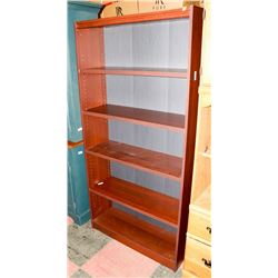 WOOD TONE BOOK SHELF, 35.5"X12"X72".
