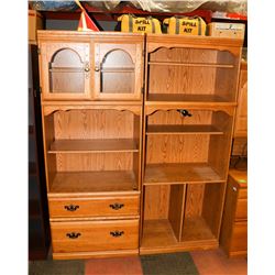PAIR OF OAK FRONT CABINET, 61"X19"X78"