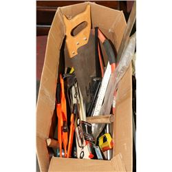 BOX OF VARIOUS TOOLS AND ACCESSORIES