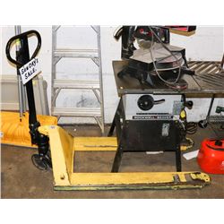 YELLOW PALLET JACK 5500LBS, 7 DAY WARRANTY