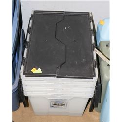4 STACKABLE STORAGE TOTES 14"X12".