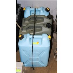 FOUR 20L WATER JUGS.