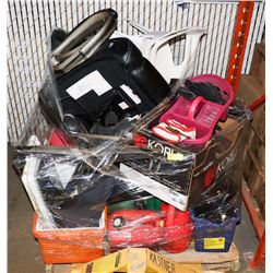 PALLET OF VARIOUS GAS CANS COOLERS AND OFFICE