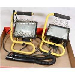 2 HALOGEN WORKLIGHTS & BLACK AND DECKER SNAKE