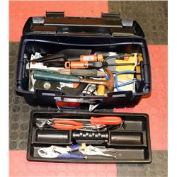 BLUE TOOL BOX WITH CONTENTS