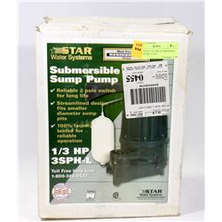 STAR HIGH VOLUME SUBMERSIBLE SUMP PUMP 1/3 HP /