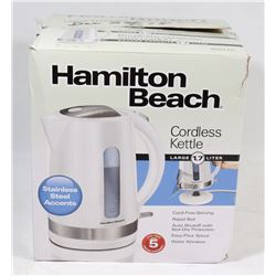 HAMILTON BEACH LARGE CORDLESS KETTLE 1.7L