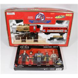 12 PC BATTERY OPERATED TRAIN SET & BOX OF NEW