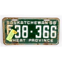 SASKATCHEWAN 1956 "WHEAT PROV" LICENSE PLATE