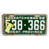 Image 1 : SASKATCHEWAN 1956 "WHEAT PROV" LICENSE PLATE