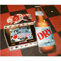 3 VINTAGE MOLSON CANADIAN HOCKEY DISPLAYS
