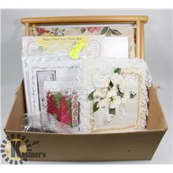 BOX OF ASSORTED CRAFT SUPPLIES INCL
