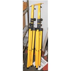 LOT OF 2 YELLOW EXTENDING TRI POD STANDS