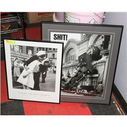 2 BLACK AND WHITE PICTURES FRAMED- MISSING THE WAR