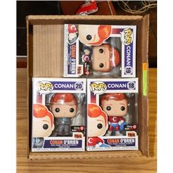 LOT OF 3 FUNKO POP CONAN O'BRIEN.