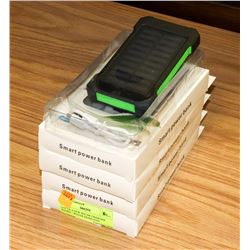 LOT OF 4 NEW SOLAR CHARGER BANKS - WATER RESISTANT