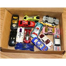 SMALL BOX OF ASSORTED HOT WHEELS.