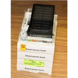 LOT OF 4 NEW SOLAR CHARGER BANKS SLIM METAL