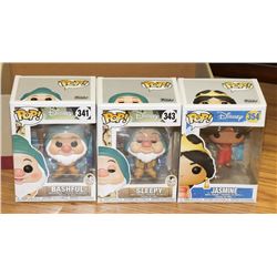 LOT OF 3 FUNK POPS DISNEY - BASHFUL, SLEEPY,