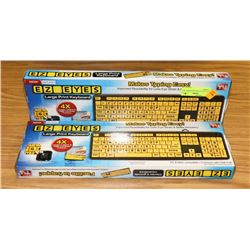 LOT OF 2 EZ-EYES LARGE PRINT KEY BOARDS