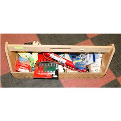 WOODEN BOX W/CONTENTS